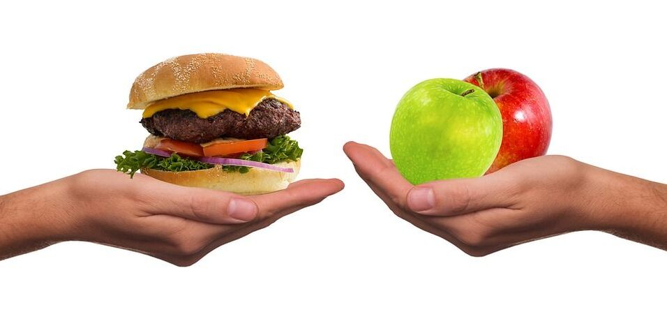 choice between healthy and unhealthy foods